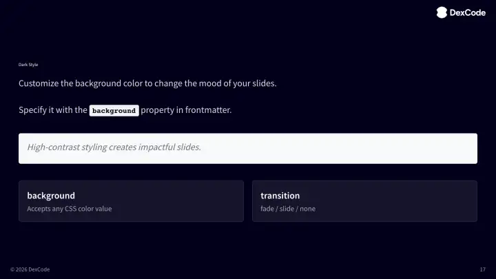 Custom background slide